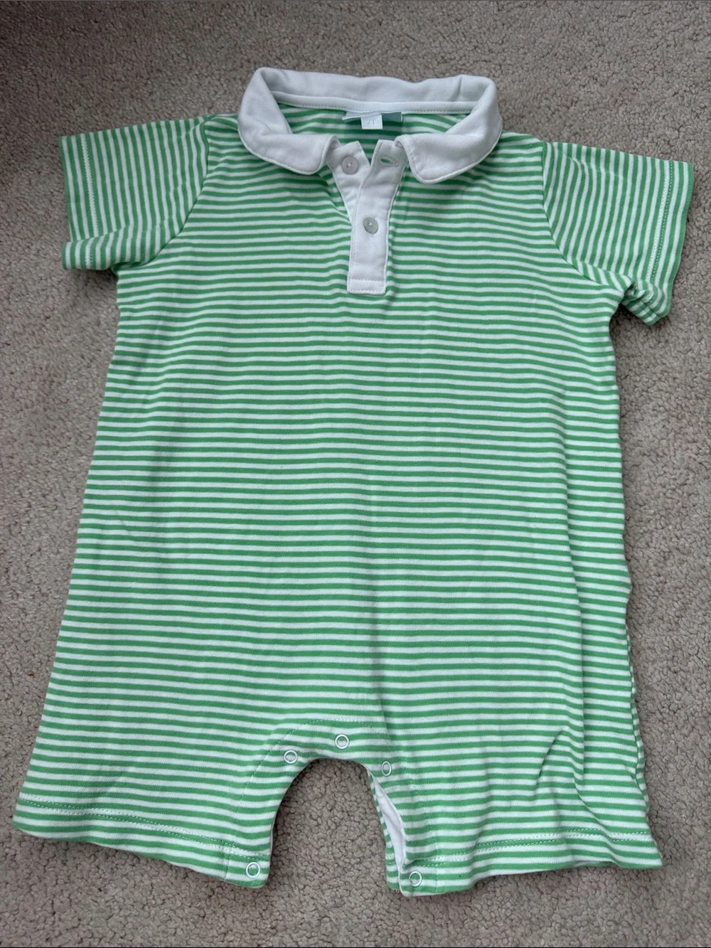 Little English Green & White Striped romper